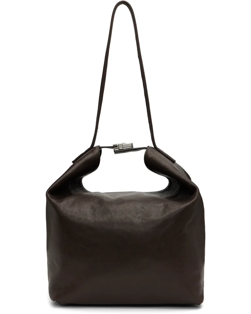 by FAR Brown Maxi Bea Creased Leather Bag Br054