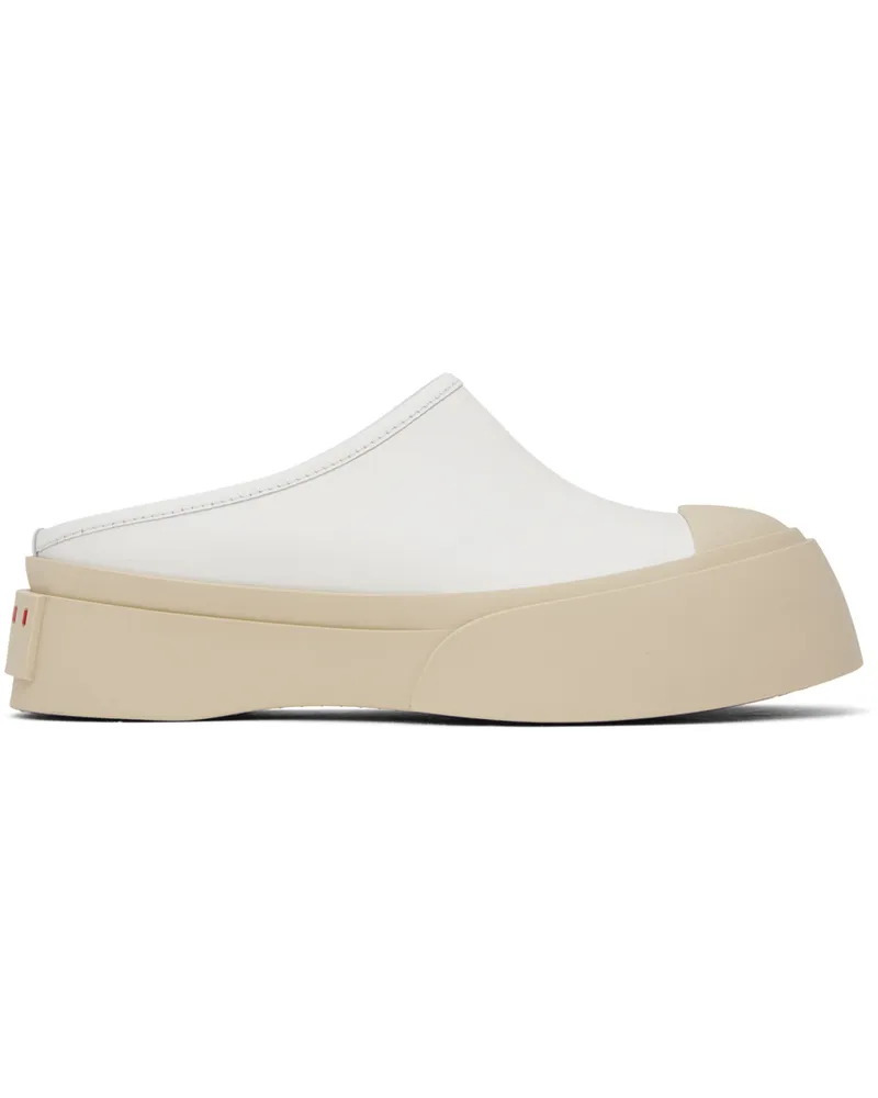 Marni White Leather Pablo Slippers 00w01