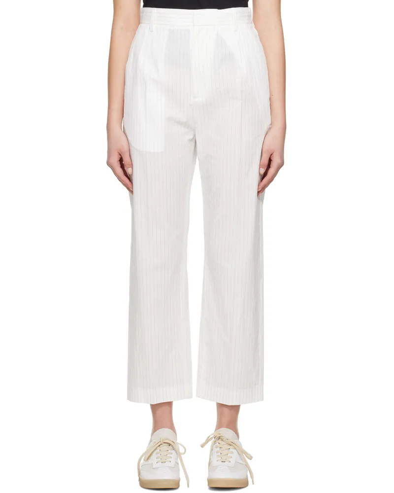 Maison Margiela White Pinstripe Trousers 001f