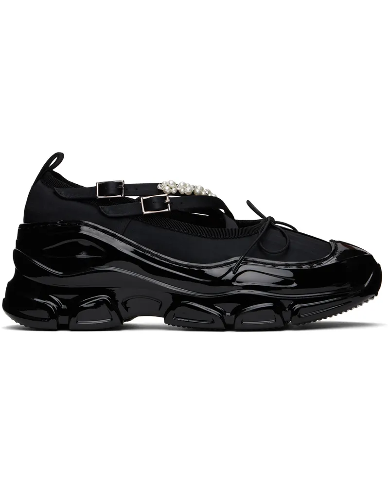 Simone Rocha Black Beaded Tracker Ballerina Sneakers Black