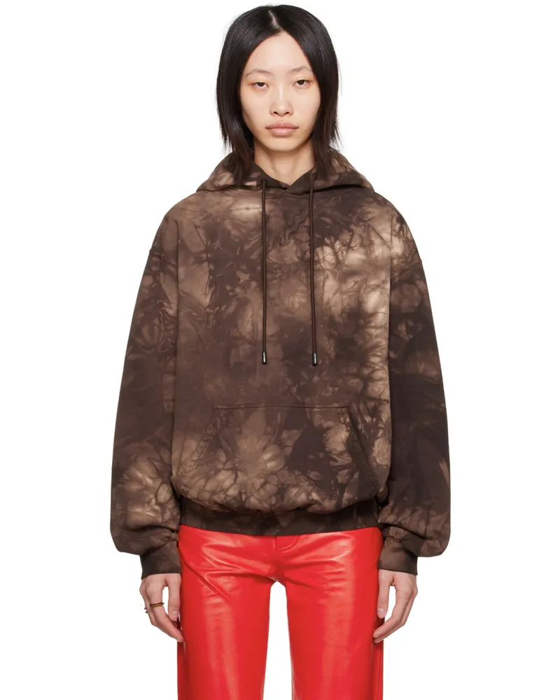 LU'U DAN Brown Bleached Ink Hoodie Bleached