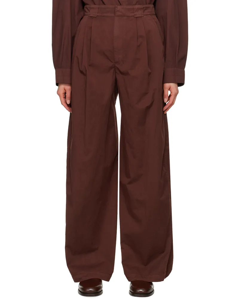 Christophe Lemaire Burgundy Wide-Leg Trousers Br399