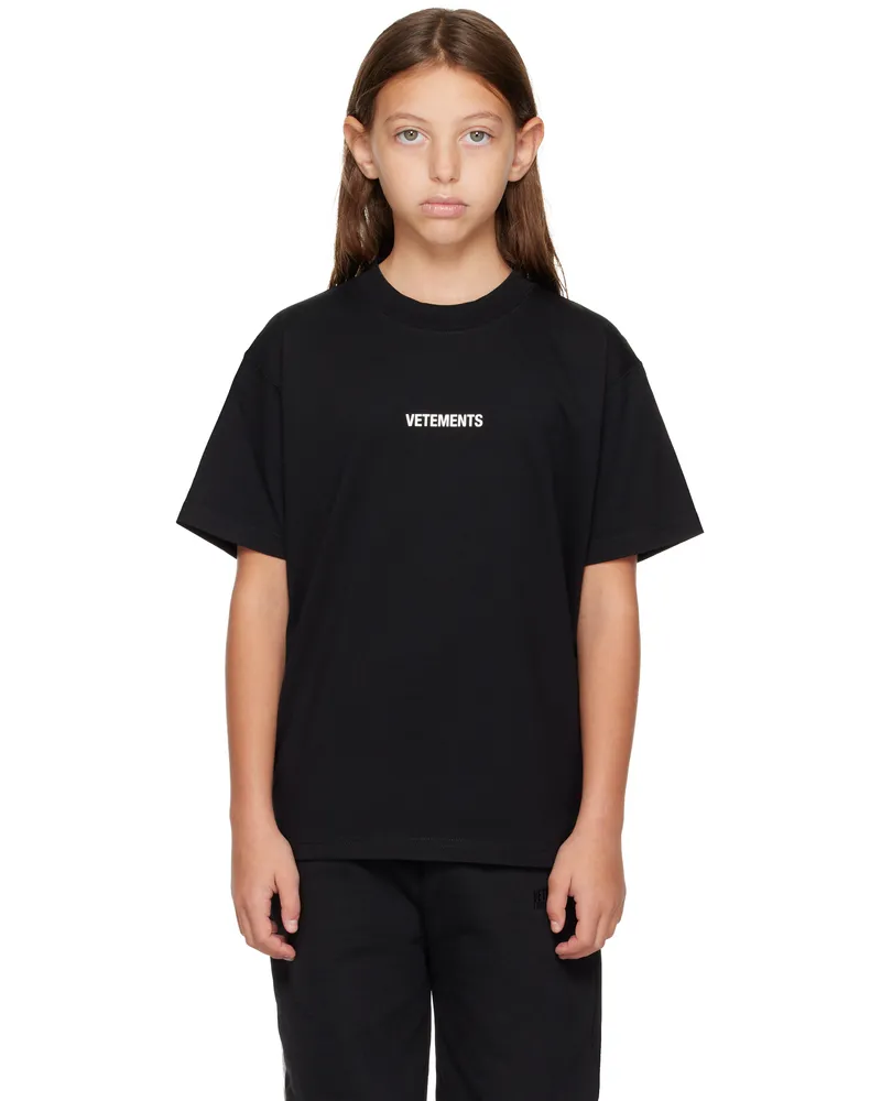 VETEMENTS Kids Black Logo T-shirt Black