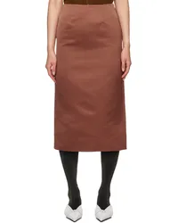 SHUSHU/TONG Brown Straight Fit Midi Skirt Rbred