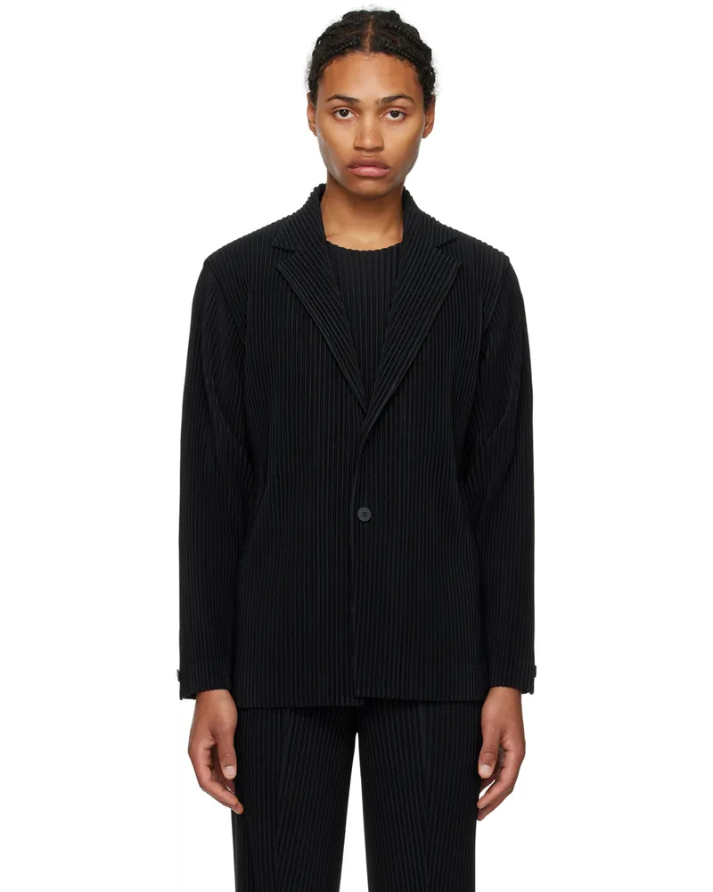 Issey Miyake Black Tailored Pleats Blazer 15-black