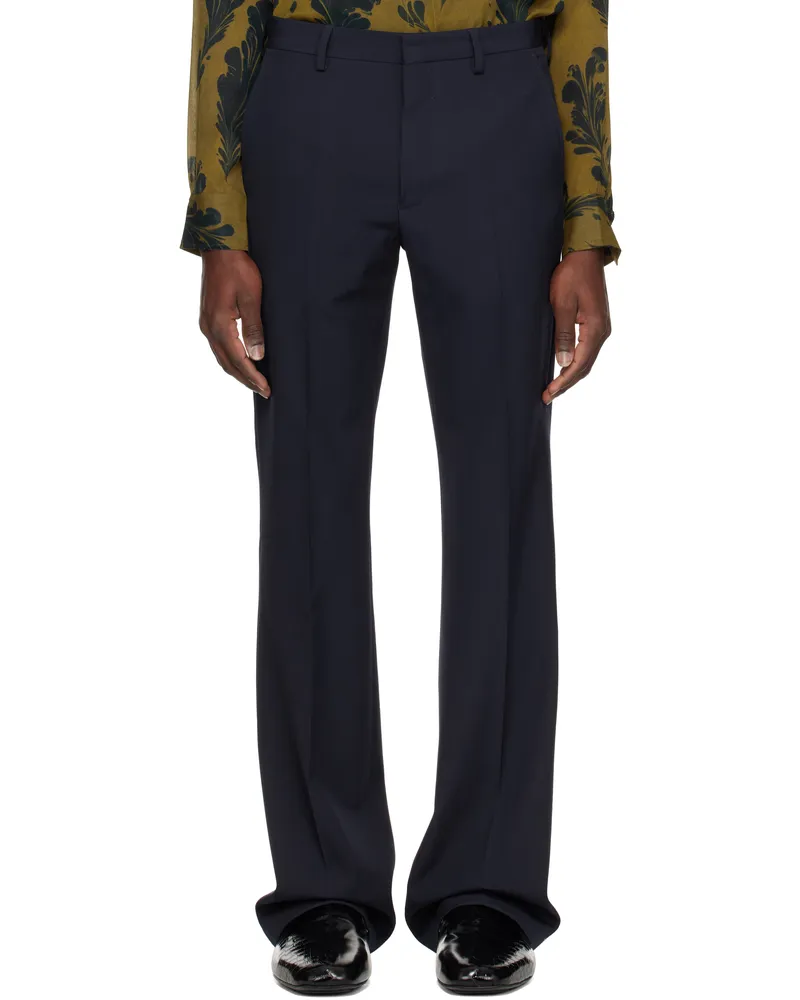 Dries van Noten Navy Wool Trousers 509