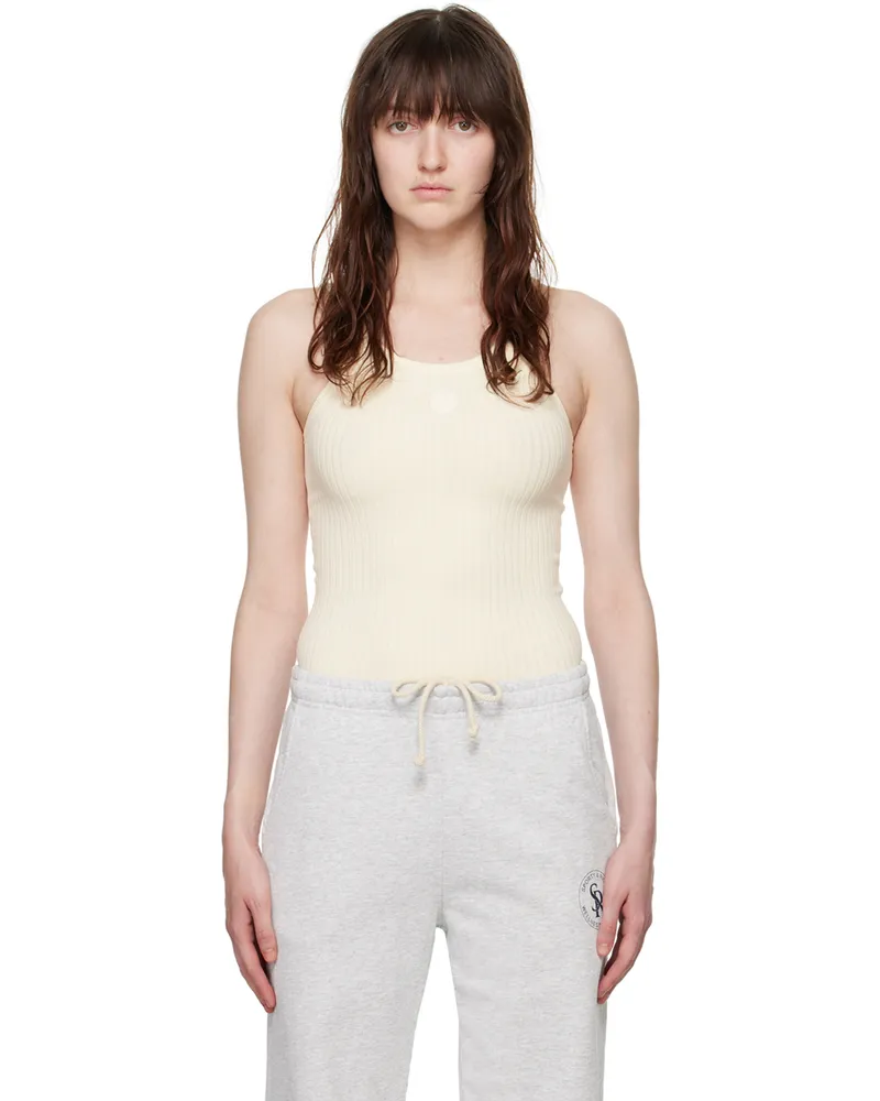 SPORTY & RICH Off-White Patch Tank Top Cream