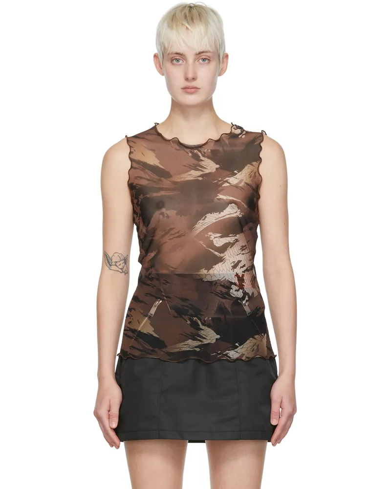 Heron Preston Brown Nylon Tank Top 400