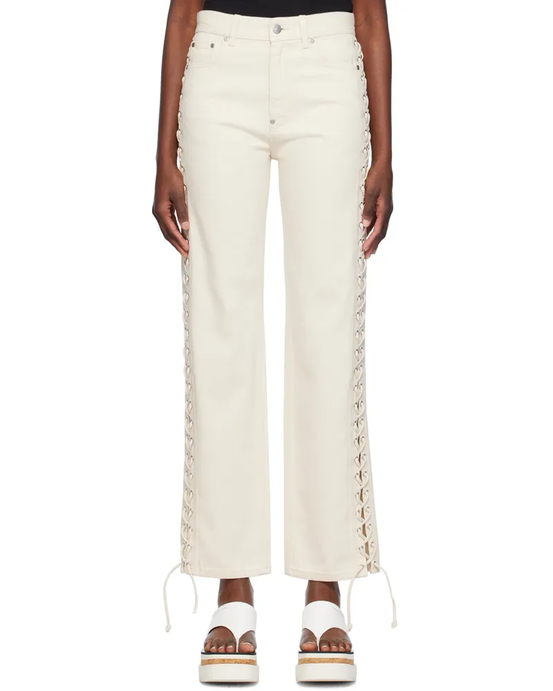 Stella McCartney Off-White Lace-Up Jeans 9601