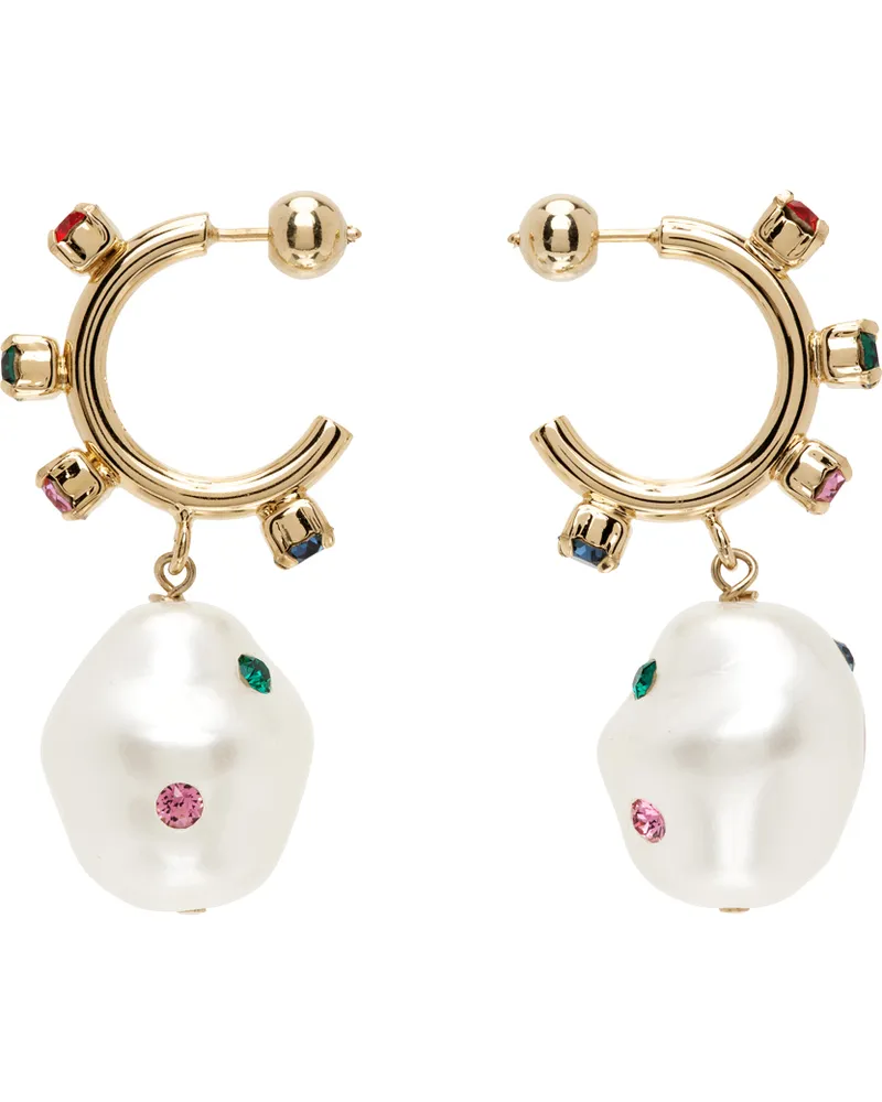 SafSafu Gold Pearl Jelly Heart Earrings Gold