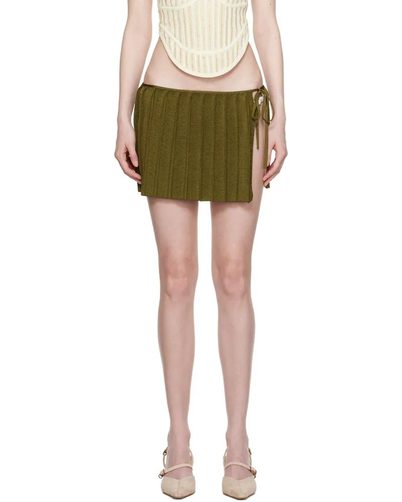 Isa Boulder Green Pleated Reversible Miniskirt Juice