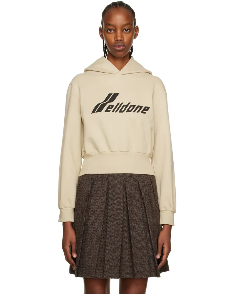 WE 11 DONE Beige Printed Hoodie Beige