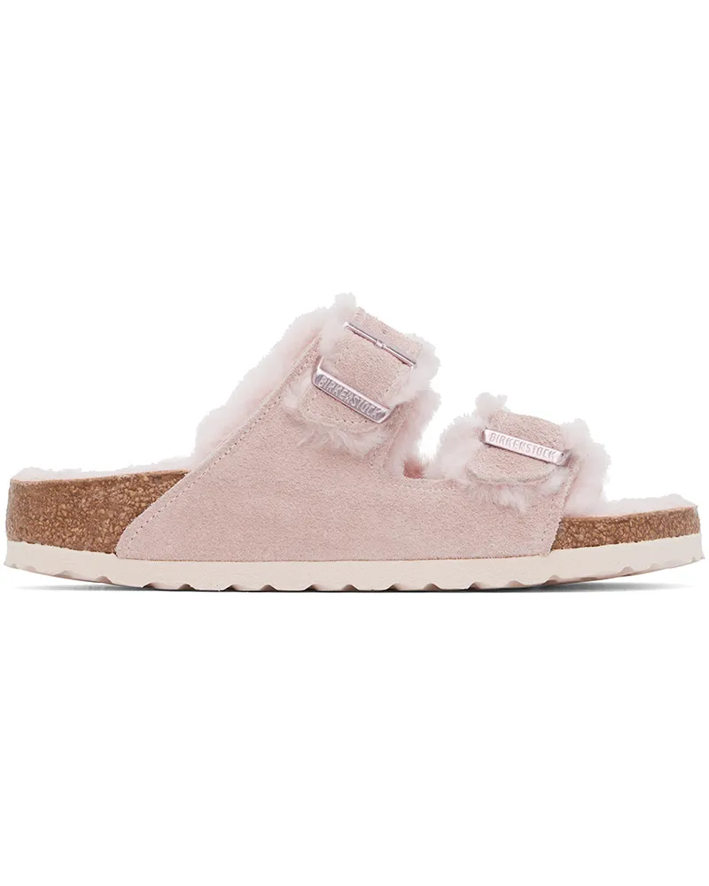 Birkenstock Pink Narrow Arizona Shearling Sandals Light