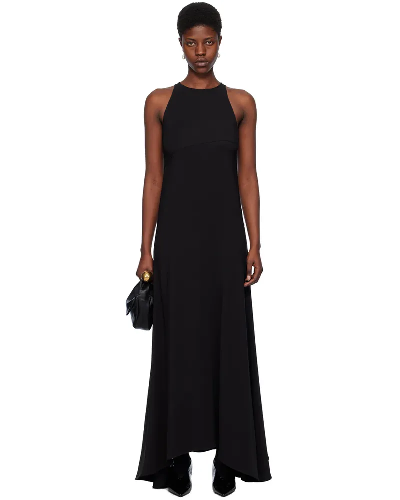 Jil Sander Black Flared Maxi Dress 001