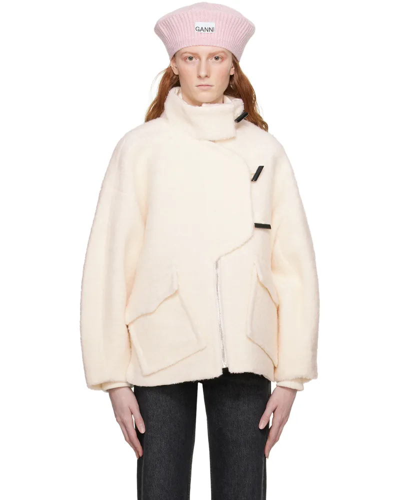 Ganni Off-White Dropped Shoulder Jacket 135