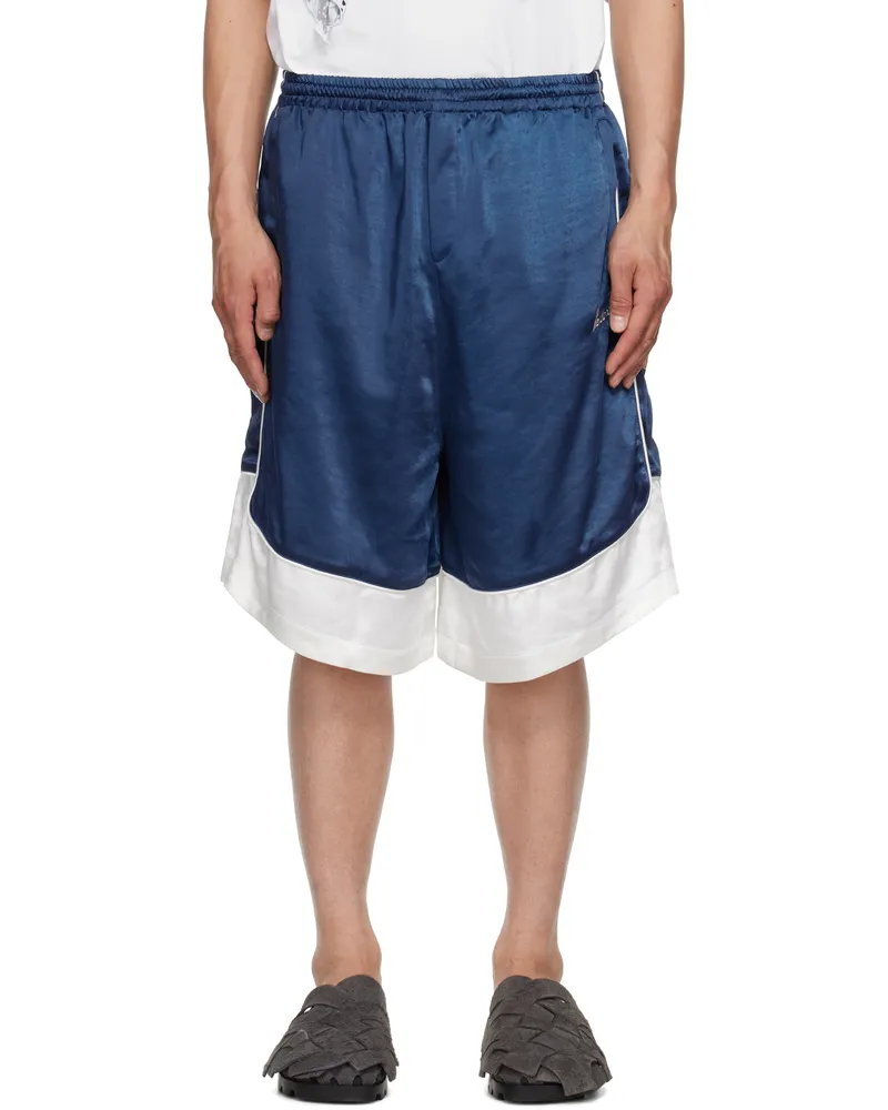 WE 11 DONE Navy Selldone Track Shorts Navy