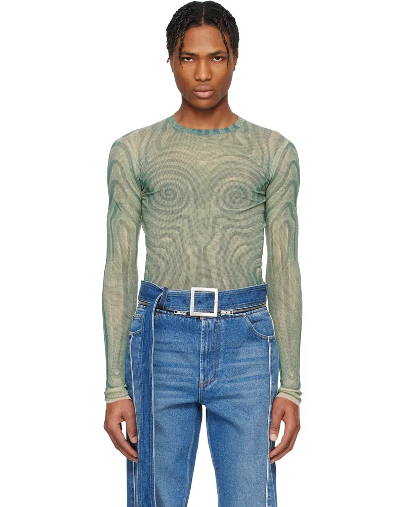 Jean Paul Gaultier Blue 'The Spirale' T-shirt 0351-ecru