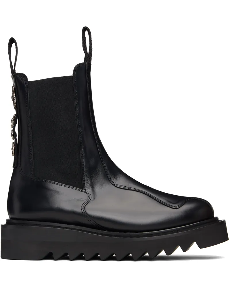 Toga SSENSE Exclusive Black Hard Leather Chelsea Boots Black