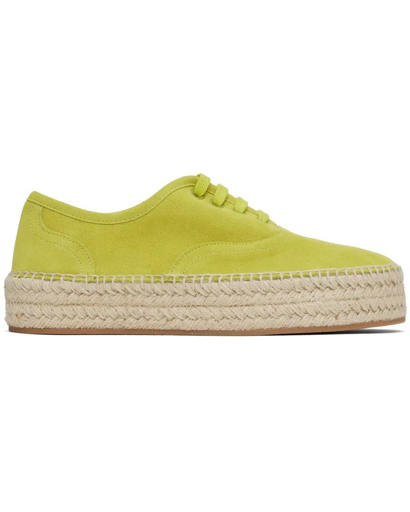 J.W.Anderson Yellow Suede Lace-Front Platform Espadrilles 526