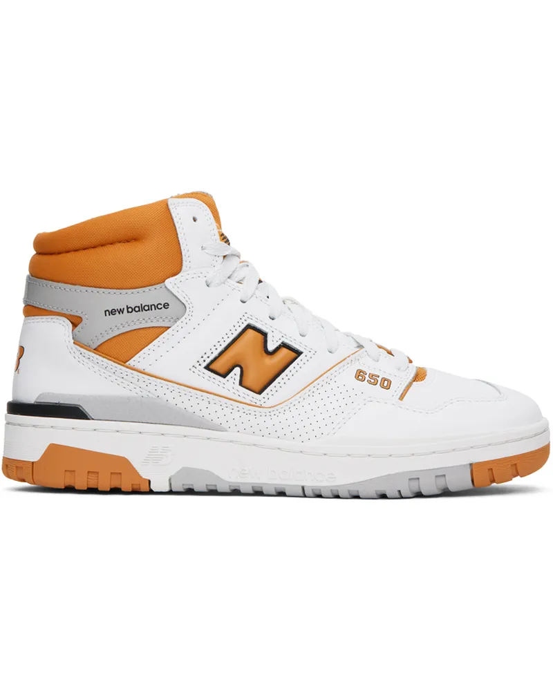 New Balance White & Orange 650 Sneakers White
