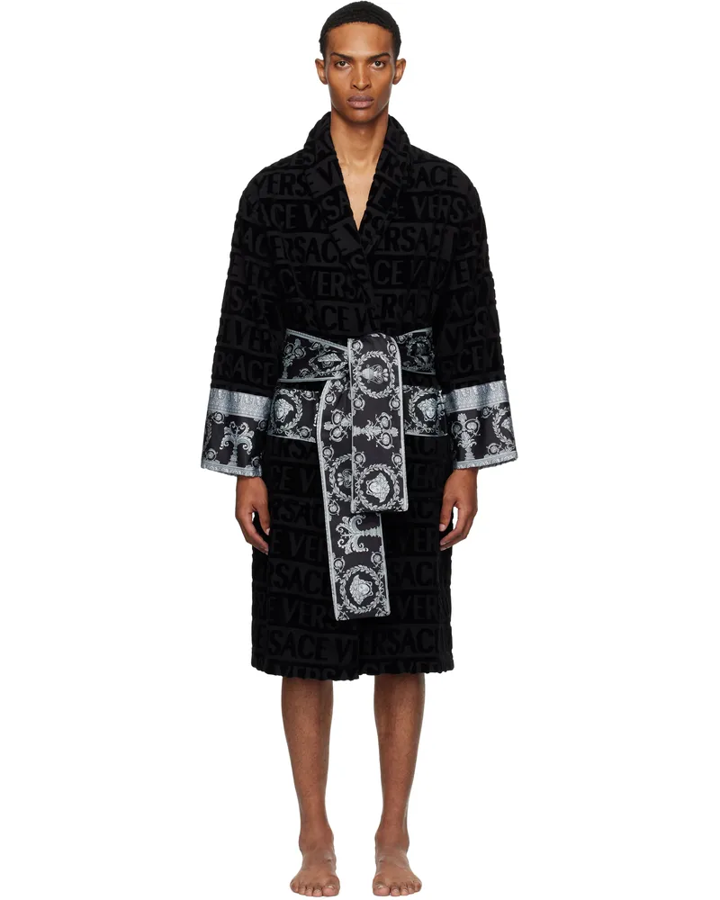Versace Black 'I Heart Baroque' Bathrobe 5b780-black+black