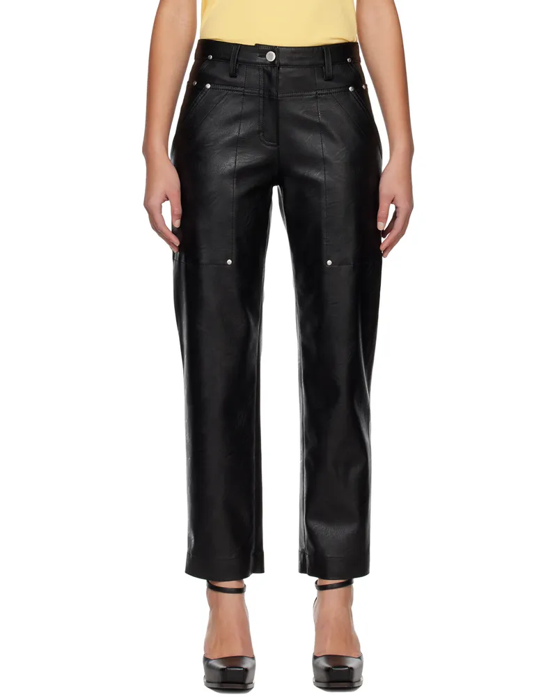 Stella McCartney Black Kick Flare Faux-Leather Trousers 1000