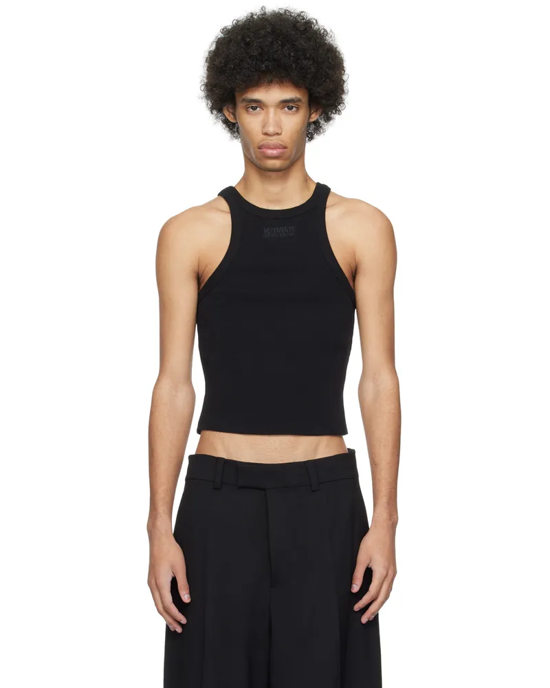 VETEMENTS Black Embroidered Tank Top Black