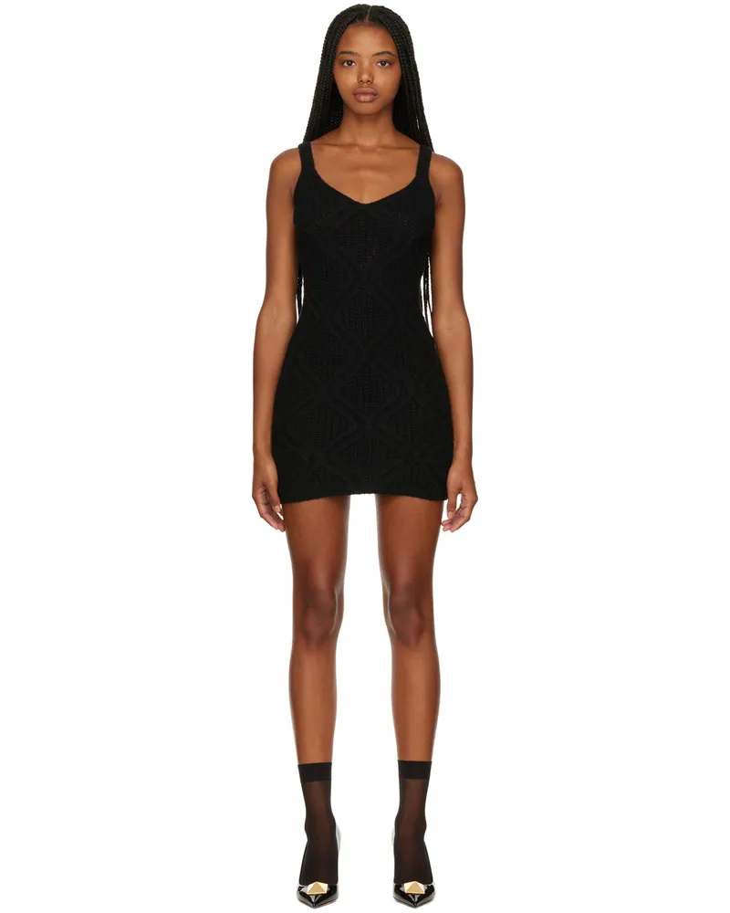 Valentino Garavani Black Knit Minidress 0no