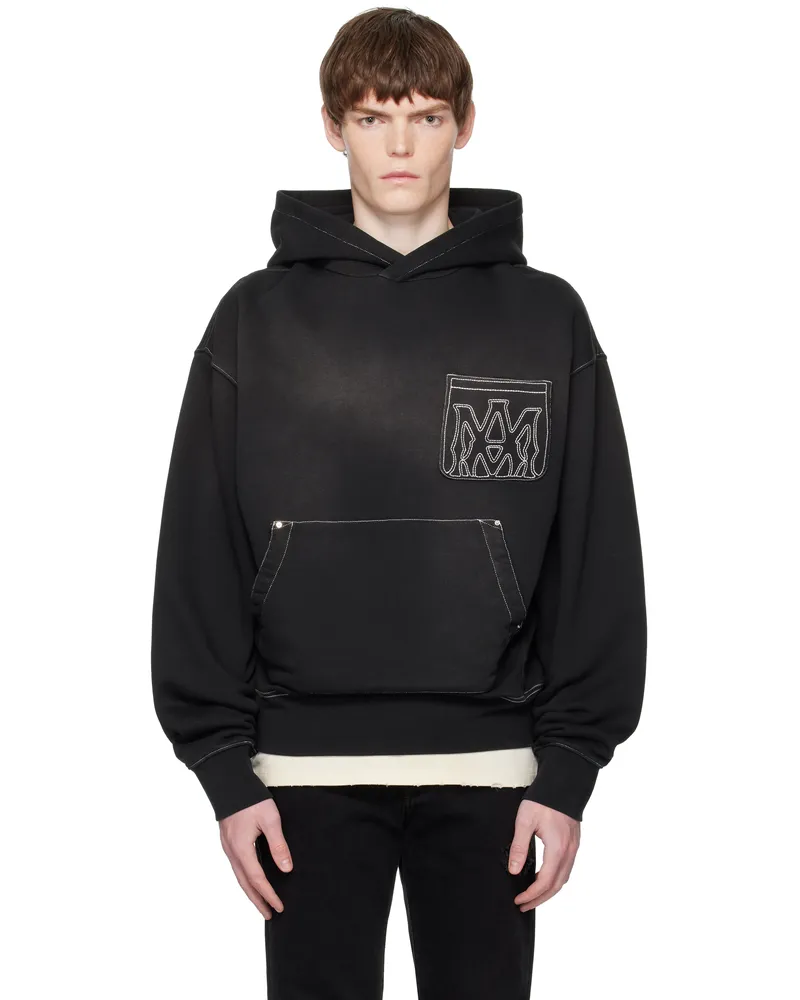 Amiri Black MA Outline Oversized Hoodie Black
