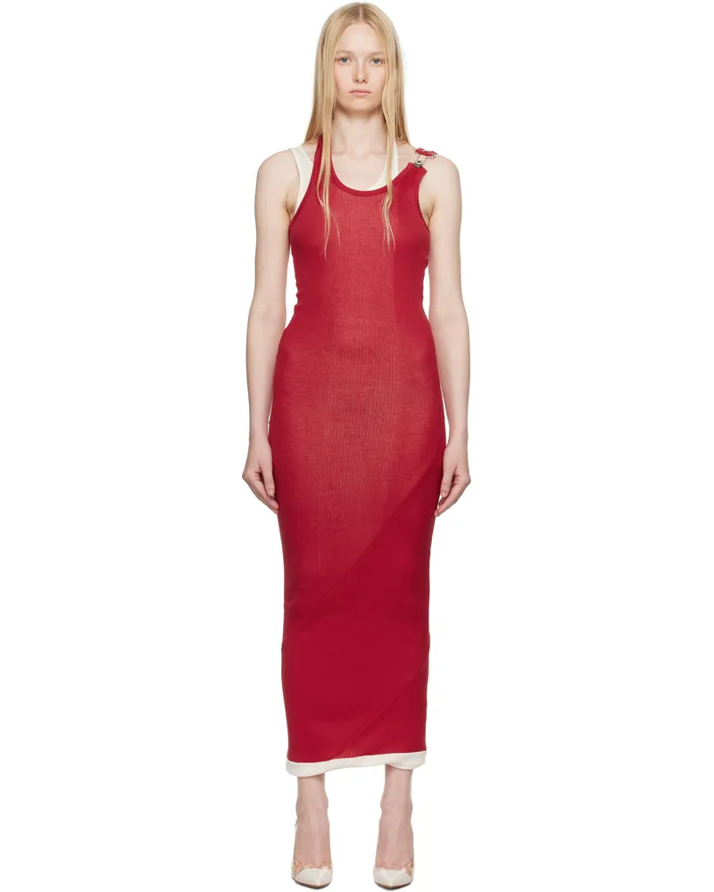 Jean Paul Gaultier Red 'The Draped Double' Maxi Dress 3003-red