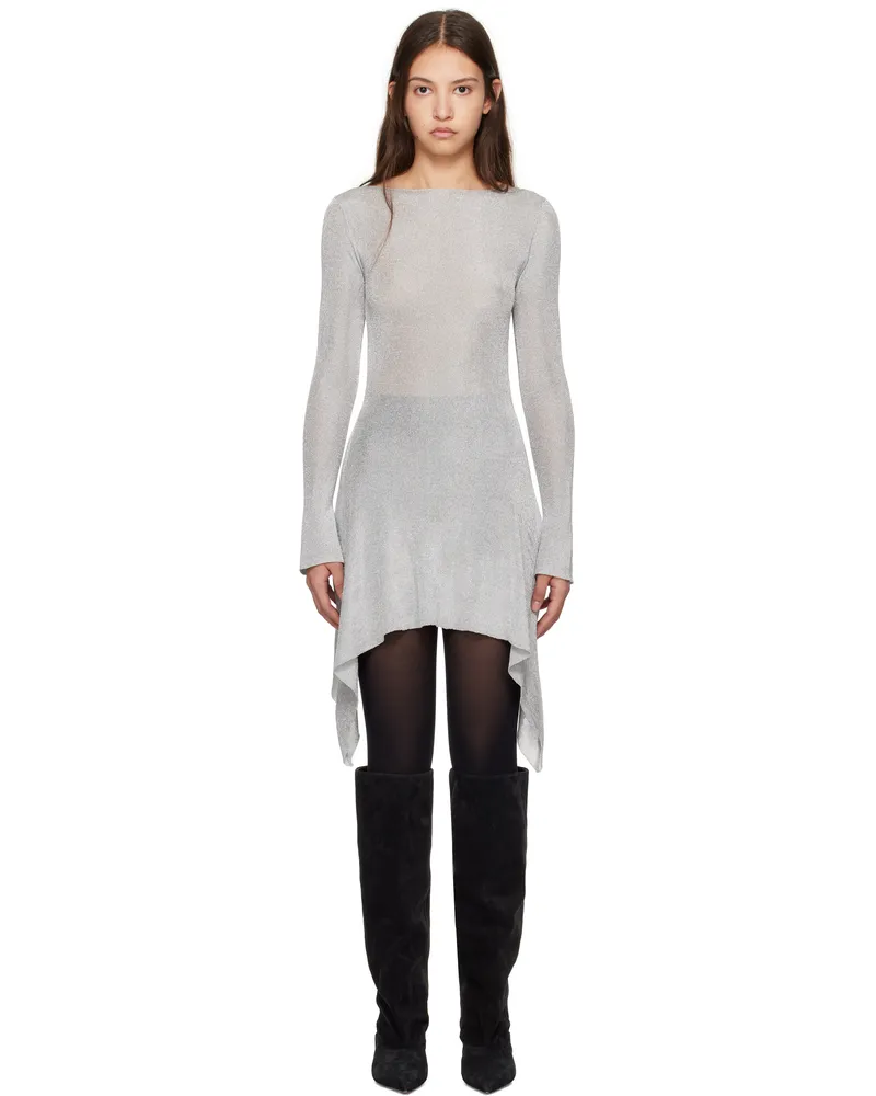 GUIZIO Silver Rose Minidress Silver