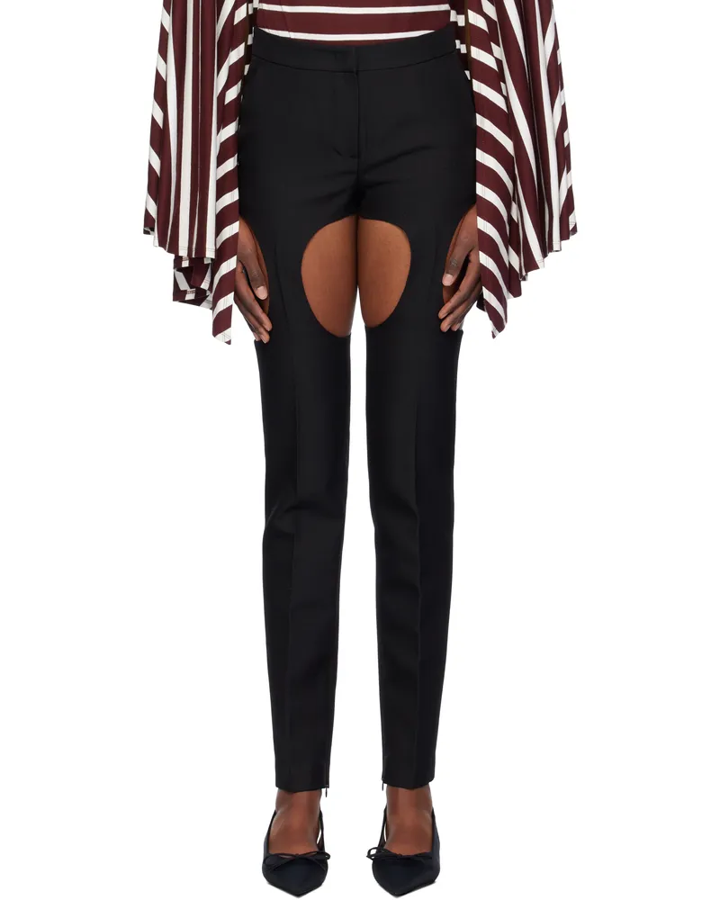 pushBUTTON Black Cutout Point Skinny Trousers Black