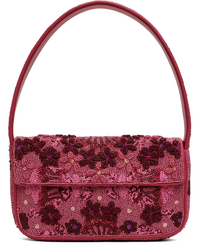 STAUD Pink & Burgundy Tommy Beaded Bag Blgp