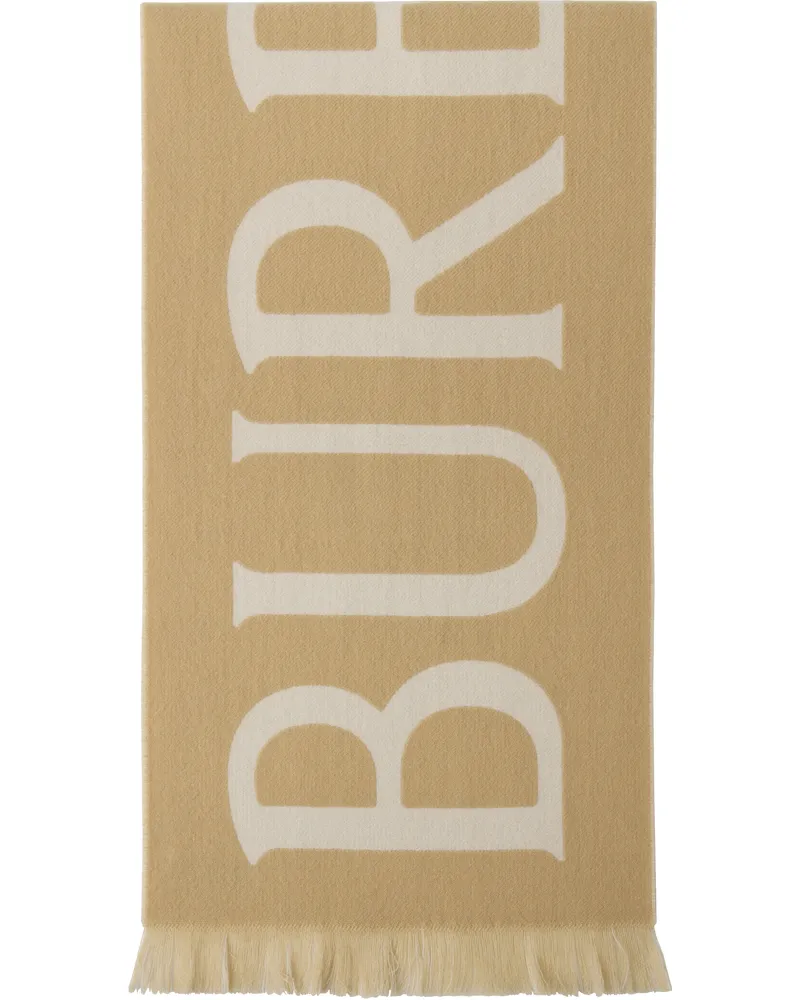 Burberry Beige 'Burberry' Text Scarf Sand
