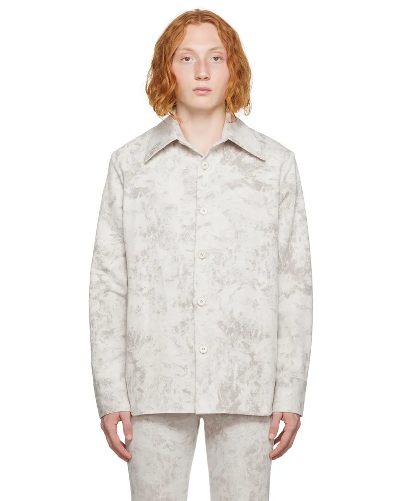 Séfr SSENSE Exclusive Off-White Mille Denim Shirt Beige