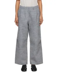 Deiji Studios Gray Boiled Wool Trousers Blue