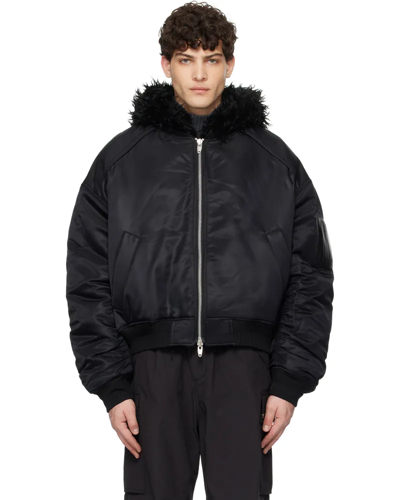 JUUN.J Black Faux Fur MA-1 Reversible Bomber Jacket 5
