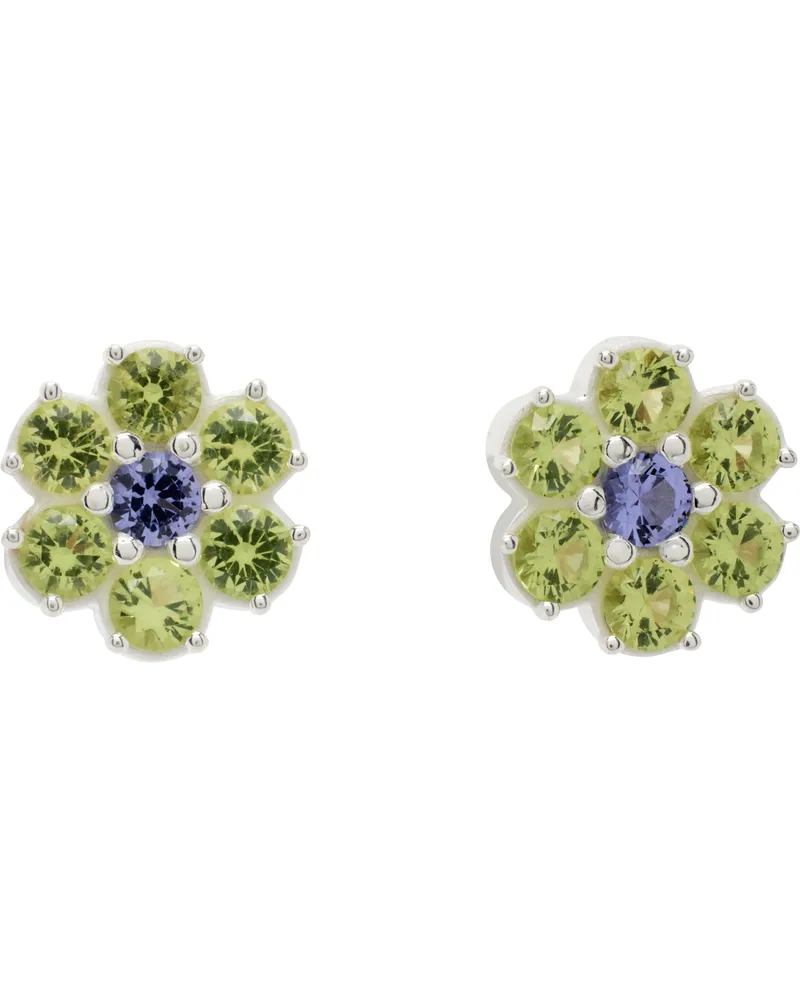 Hatton Labs Silver & Multicolor Daisy Earrings Peridot
