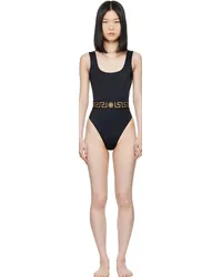 Versace Black Greca Border One-Piece Swimsuit 1b000-black