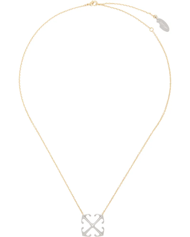 OFF-WHITE Gold & Silver Arrow Pendant Necklace Bicolor