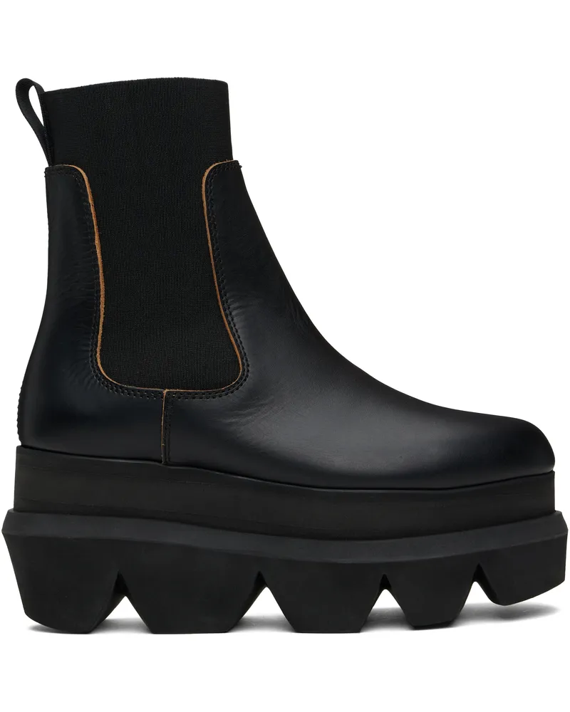 Sacai Black Leather Chelsea Boots 001