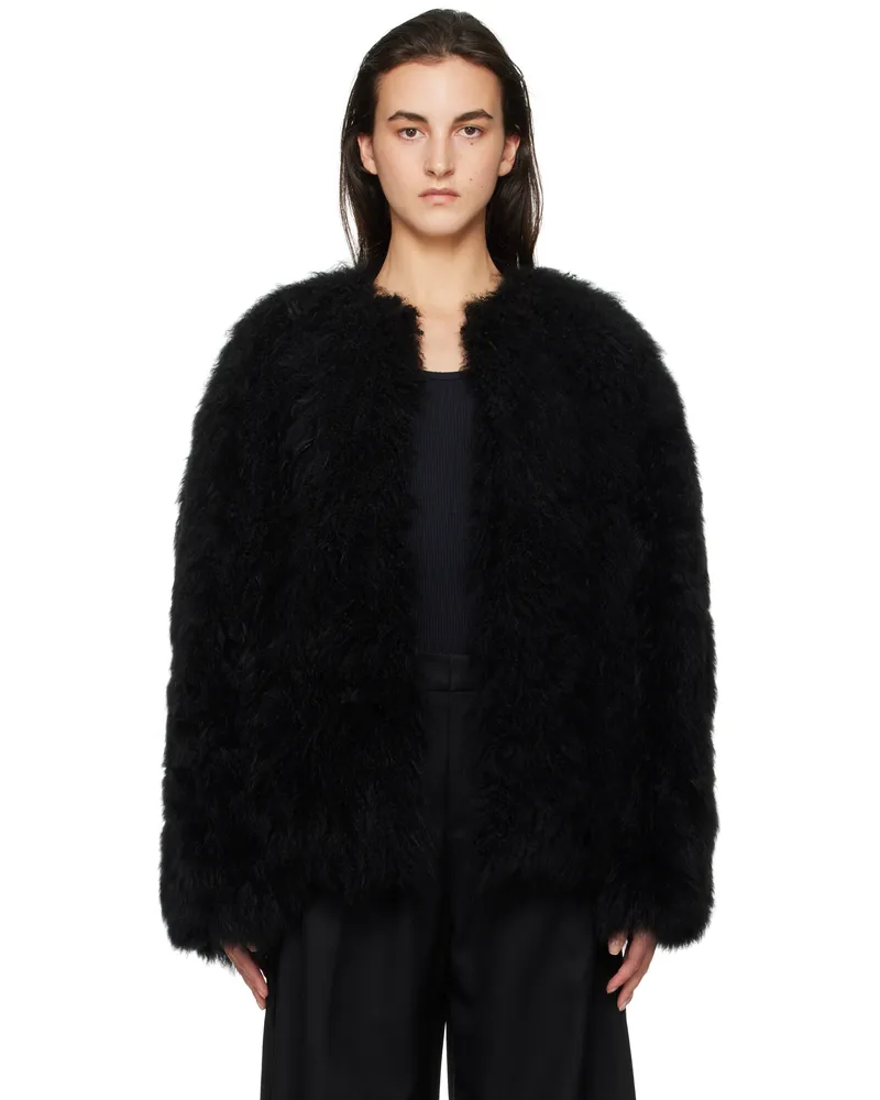 Wooyoungmi Black Oversized Fur Jacket Black