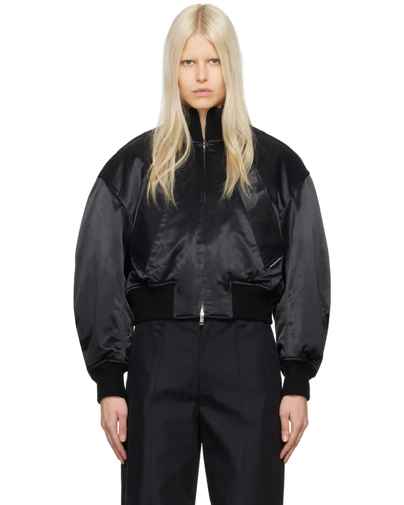 Alexander Wang Black Slanted Bomber Jacket 001