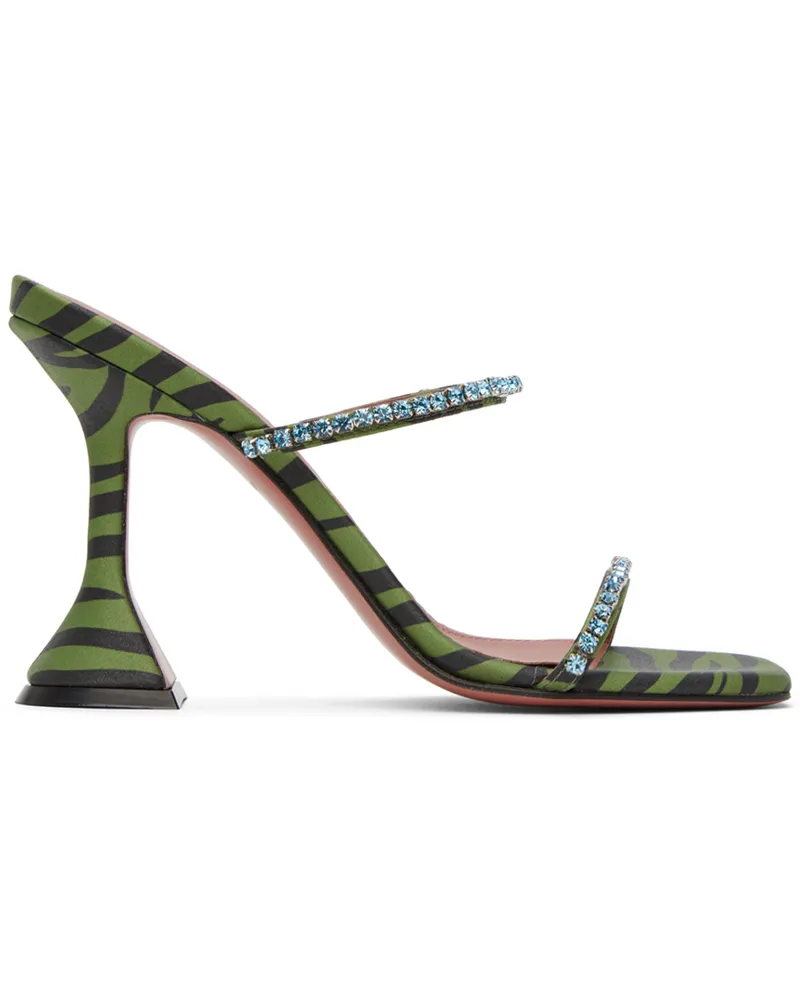 Amina Muaddi Green Gilda Slipper Heeled Sandals Green