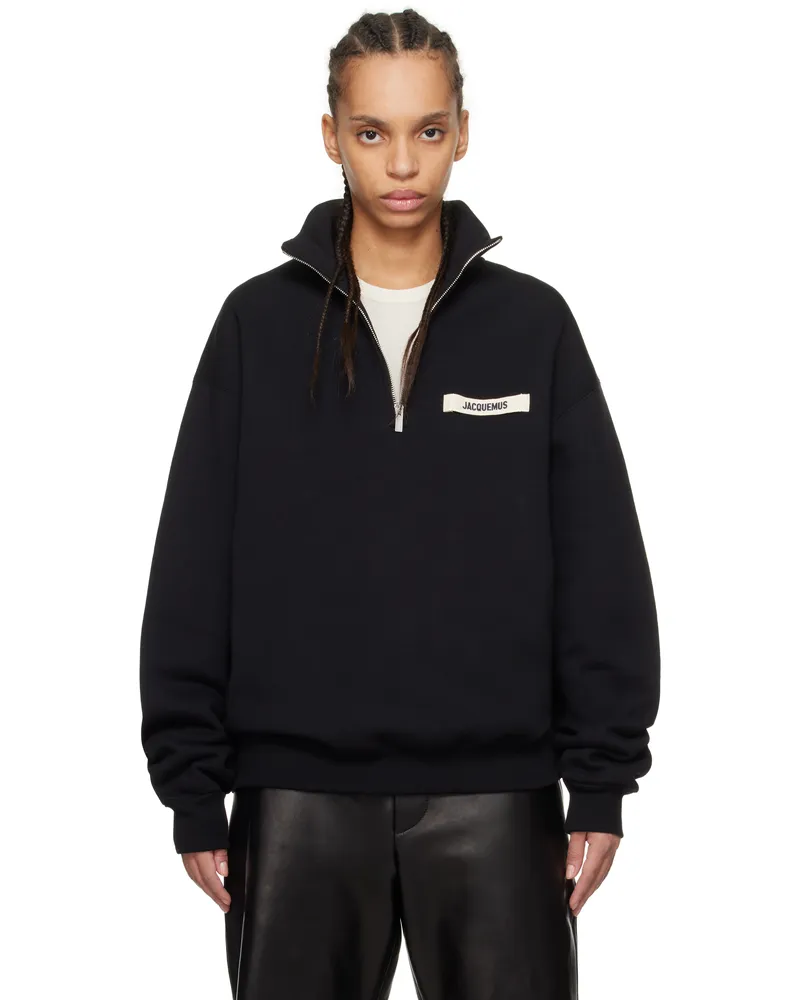 Jacquemus Black 'The Gros Grain zipped-rollneck' Sweatshirt 990