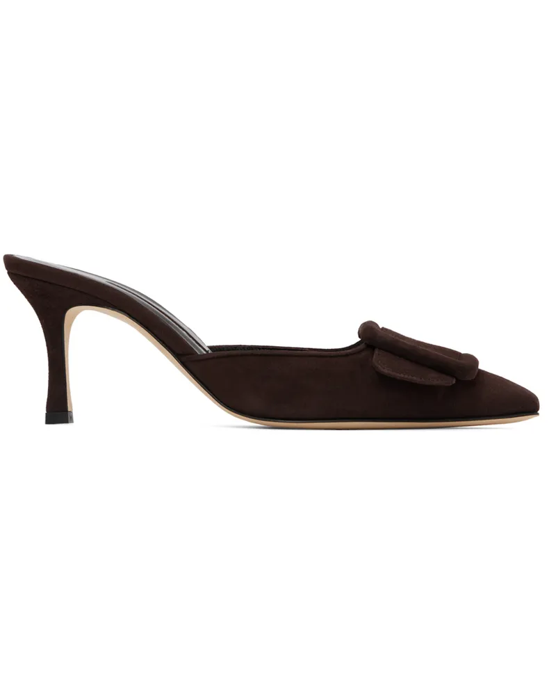 Manolo Blahnik Brown Maysale Mules 2011