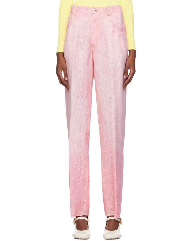 Bottega Veneta Pink & White Printed Trousers 5990