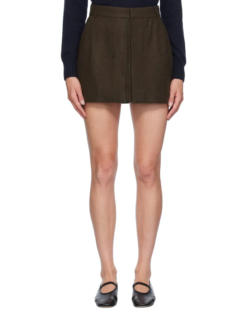 AMI Paris Brown Panels Miniskirt Dark