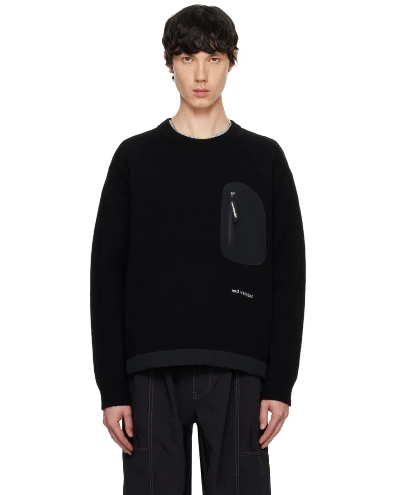 and wander Black Shetland Wool Sweater Black010