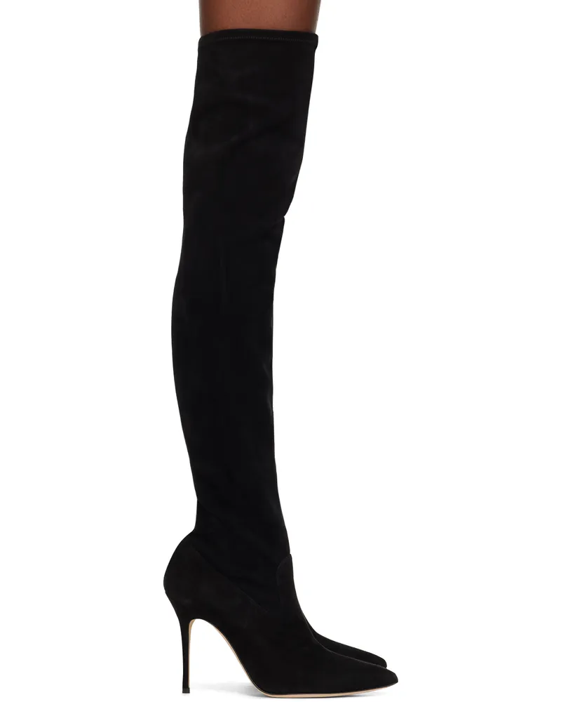 Manolo Blahnik Black Pascalarehi Tall Boots Black